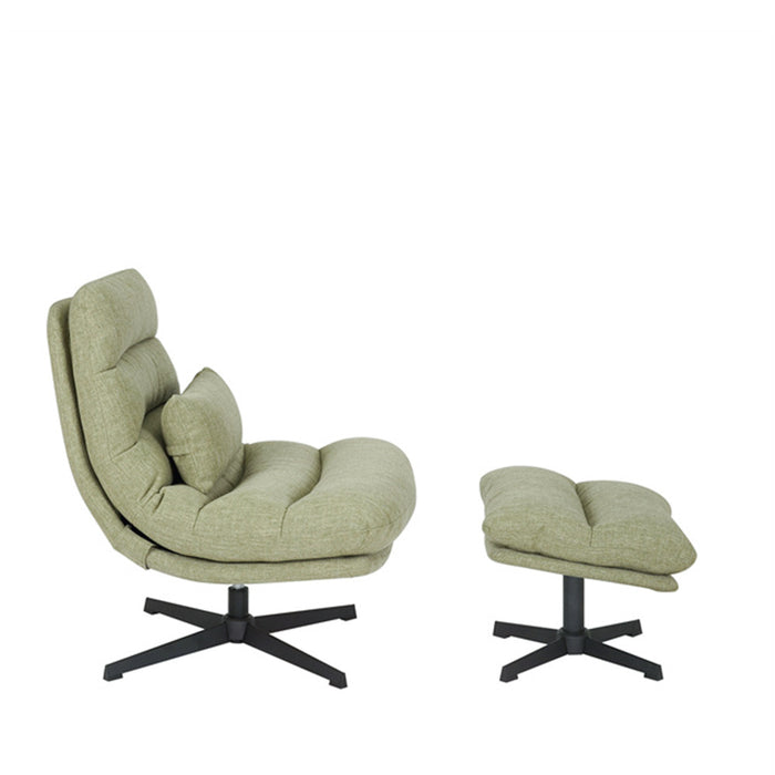 Bronx71 Draaifauteuil met hocker Cristo linnen olijfgroen