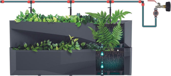 Prosperplast Hangende Plantenbakken - 2x - 78x19x35cm - grijs