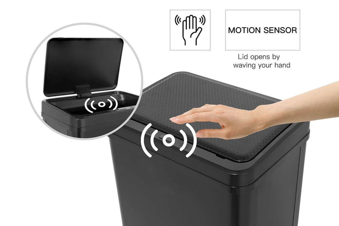 Buccan - Grote prullenbak met bewegingssensor - Zwart - 60 Liter