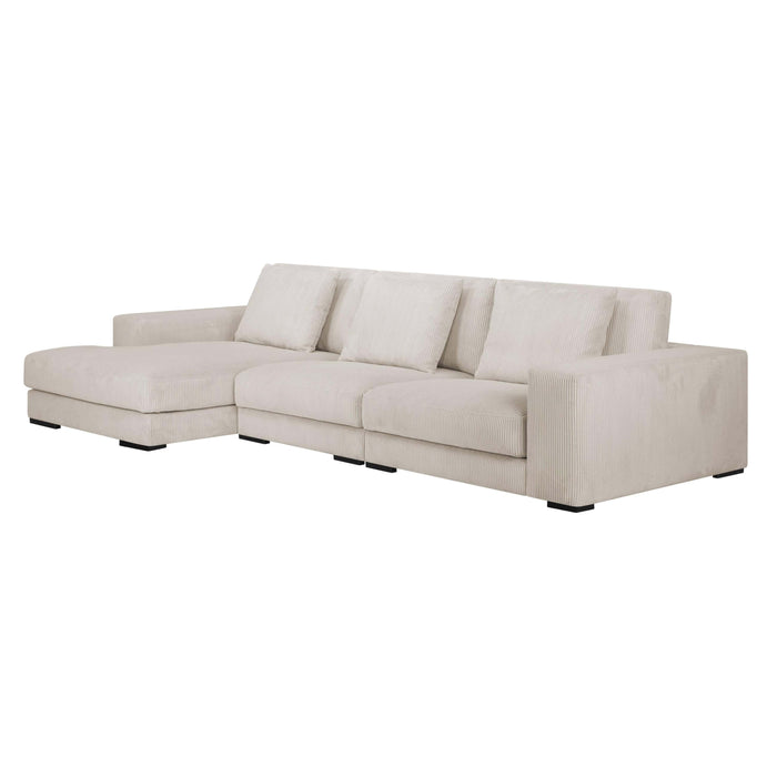 by fonQ Snug 3-zits Hoekbank met Chaise Longue Links - Crème