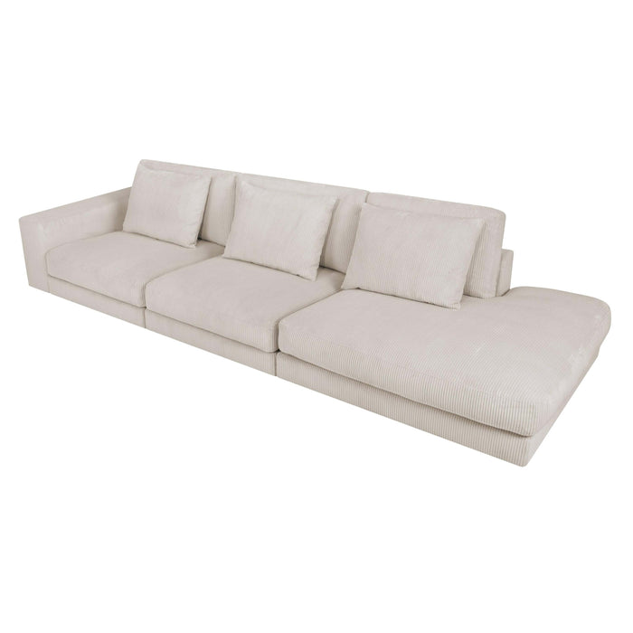 by fonQ Snug 3-zitsbank - Open Eind Rechts - Rib - Crème