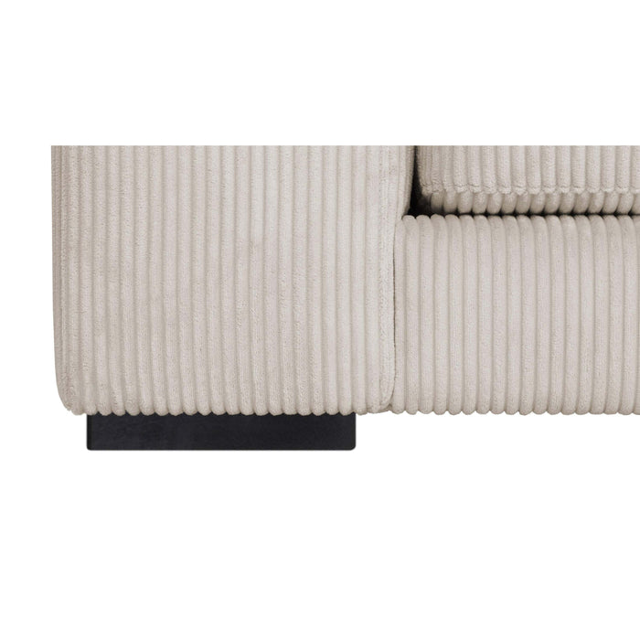 by fonQ Snug 3-zitsbank - Open Eind Rechts - Rib - Crème