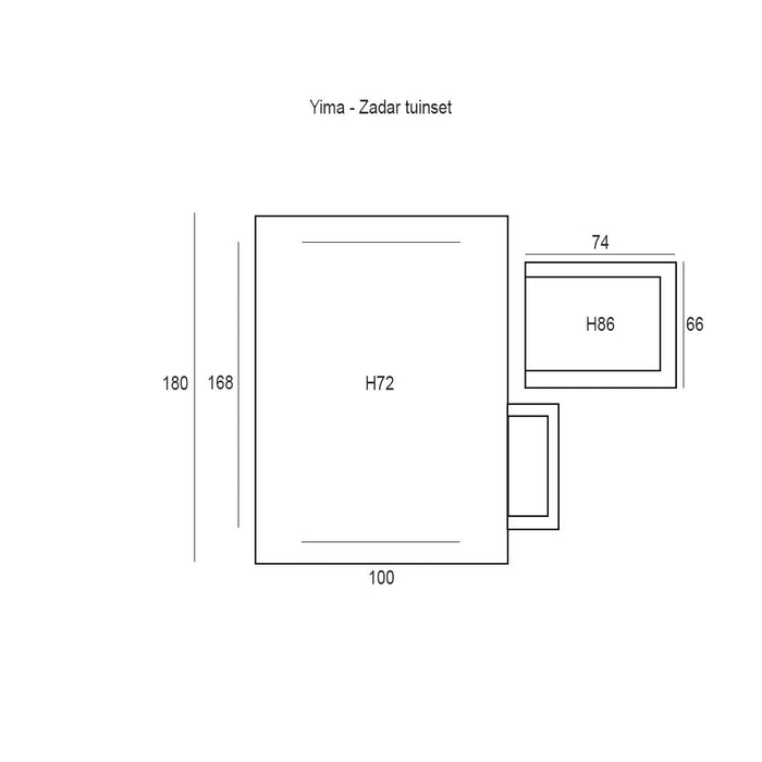 Garden Impressions Yima tuinset 7-delig - Zadar tafel 180x100 cm