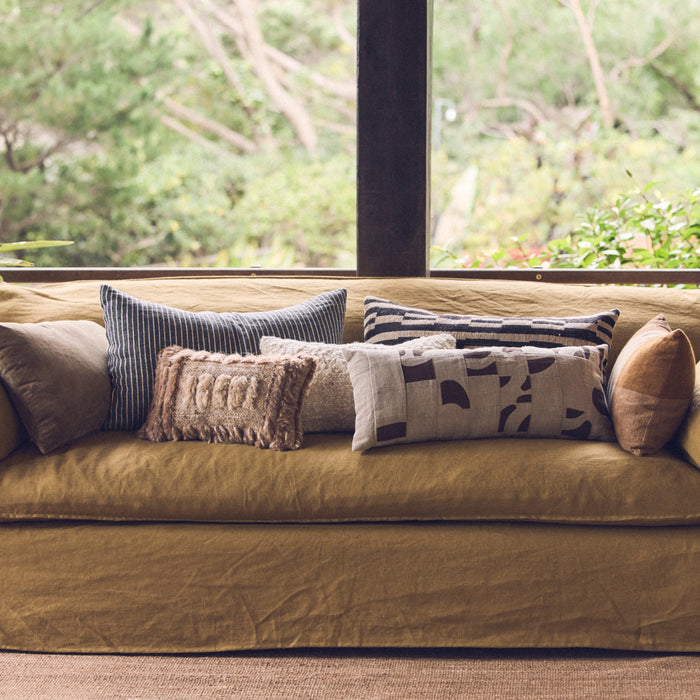 HKliving Nomad 3-zitsbank - Linnen - Burnt Ochre