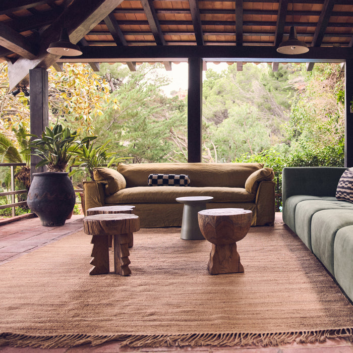 HKliving Nomad 3-zitsbank - Linnen - Burnt Ochre