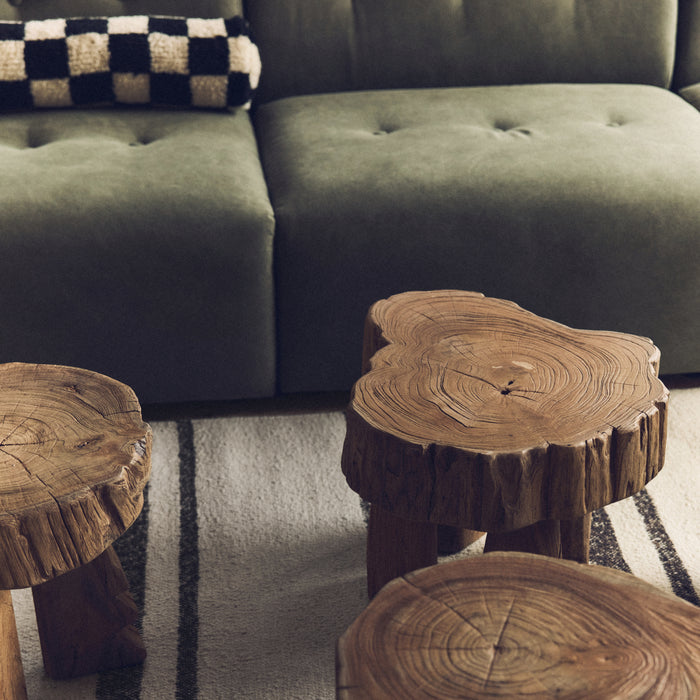 HKliving Log Wooden Kruk - Teak