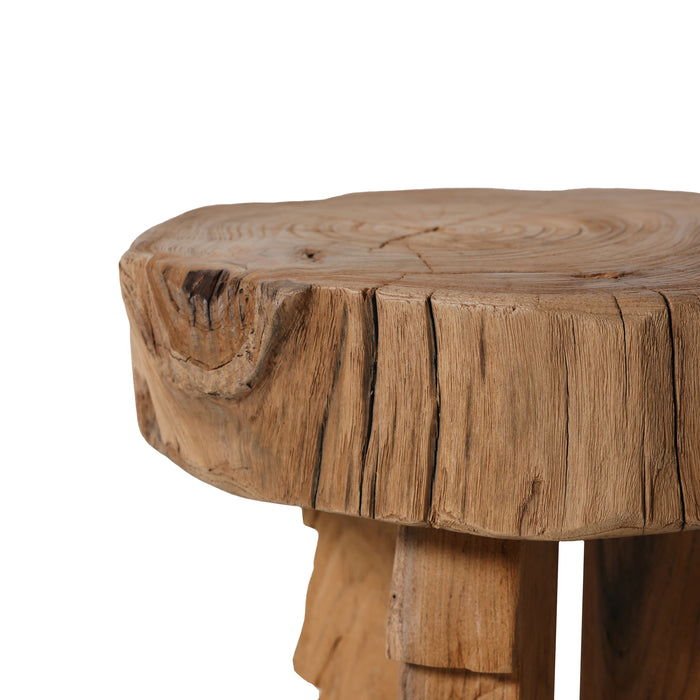 HKliving Carved Wooden Kruk - Teak