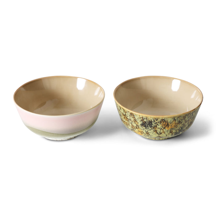 HKliving 70's Ceramics Ramen Kommen Ø 19 cm - Set van 2 - Ascend