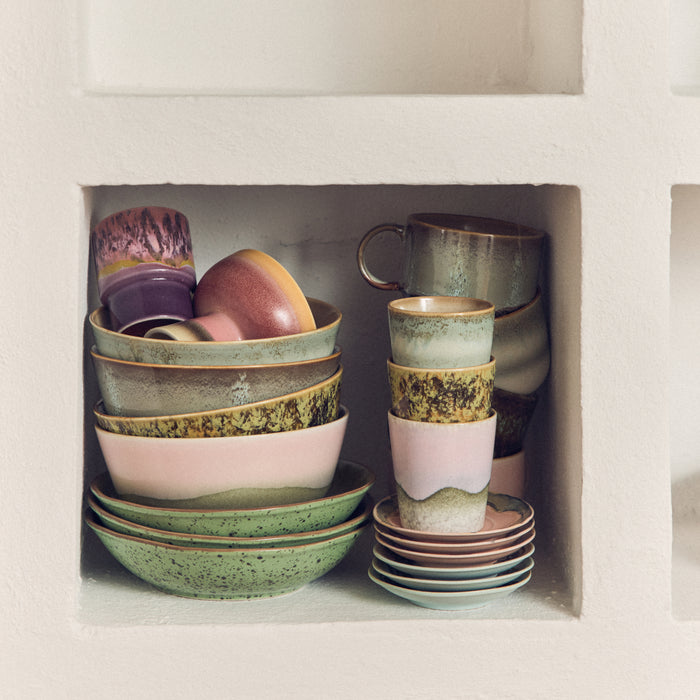 HKliving 70's Ceramics Ramen Kommen Ø 19 cm - Set van 2 - Verge