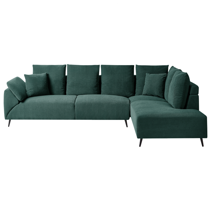 Beliani - LUNNER - Hoekbank - Donkergroen - Linkszijdig - Corduroy