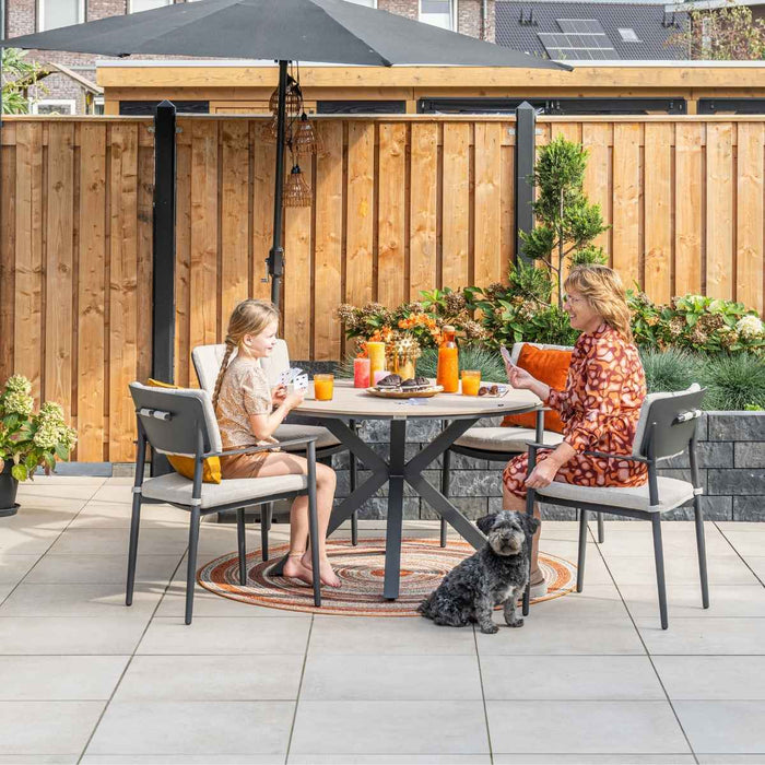 Dane tuinset 5-delig - Tulli tuintafel Ø122 cm