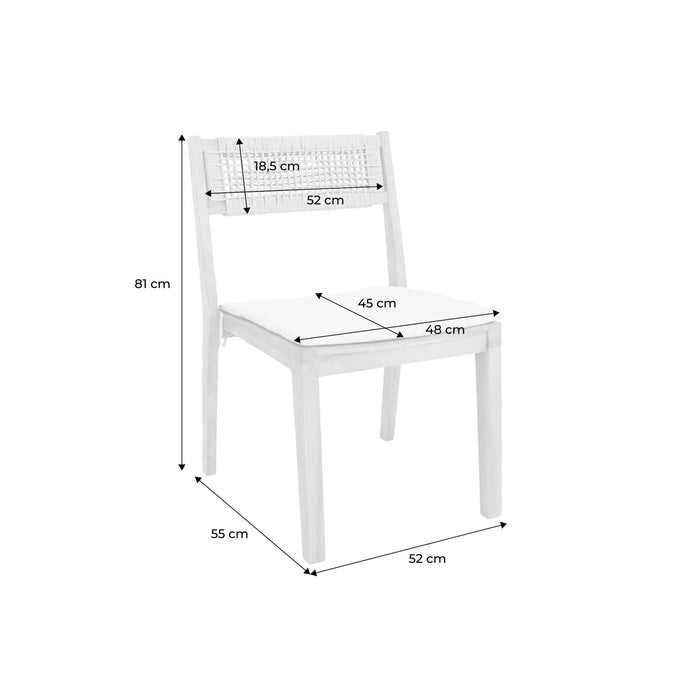 sweeek - Set van 2 acaciahouten tuinstoelen met kussen en koord