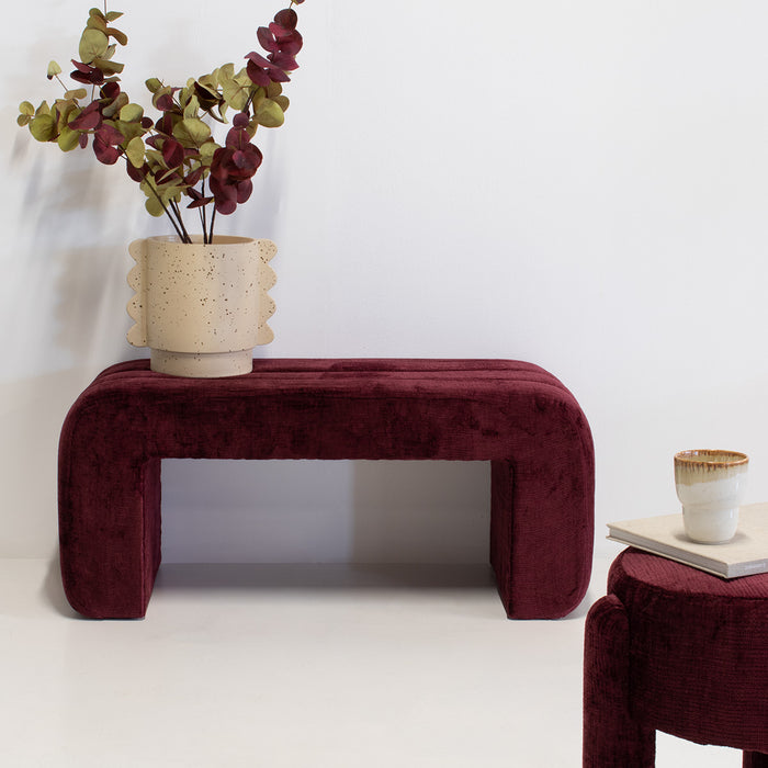 Giga Meubel - Halbankje Burgundy Stof - 99x38x46cm - Sera