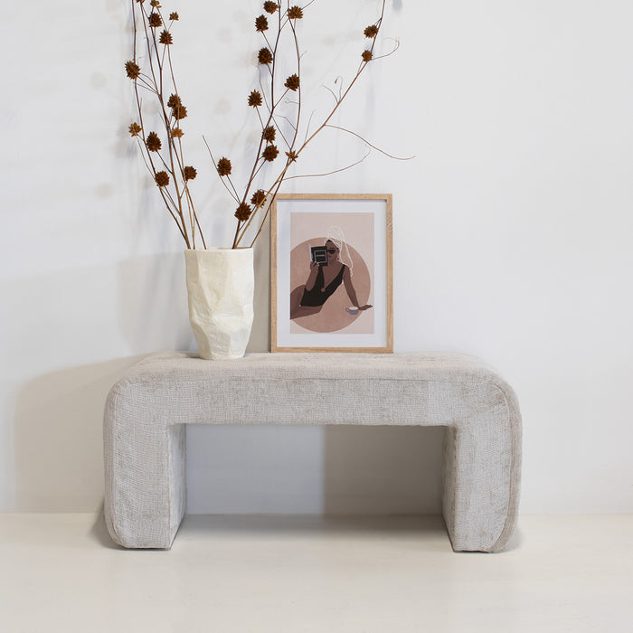 Giga Meubel - Halbankje Beige Stof - 99x38x46cm - Sera