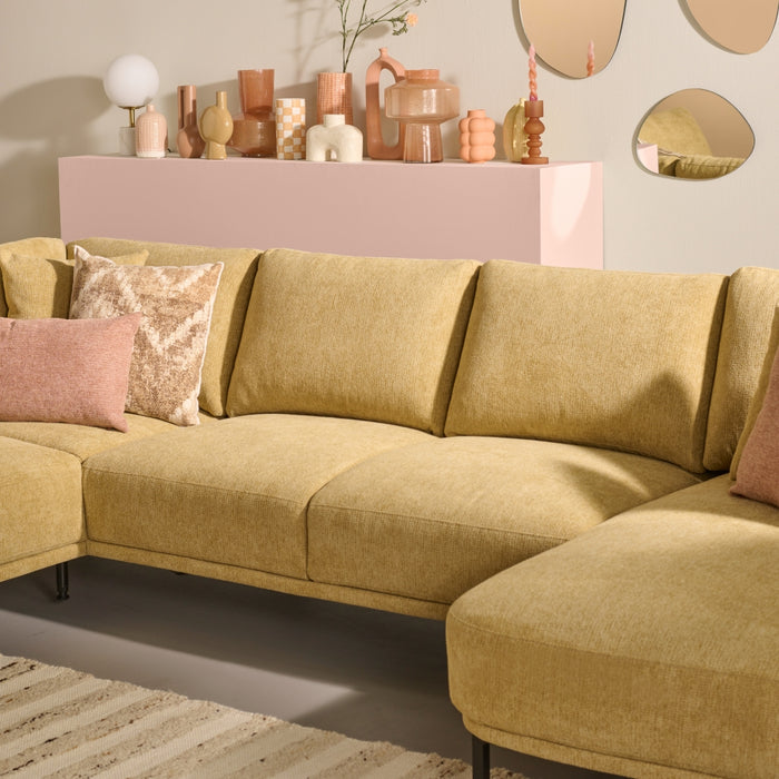 Hoekbank Andelst - Geel - Textiel - 323x82x206cm (BxHxD)