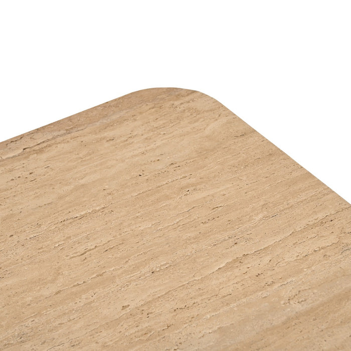 Giga Meubel - Salontafel Travertin|Mangohout - 90x90x27cm - Nori