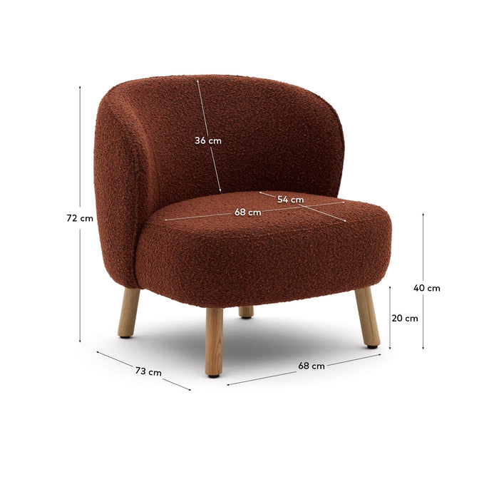 Kave Home Ulit Fauteuil - Bouclé - Terracotta