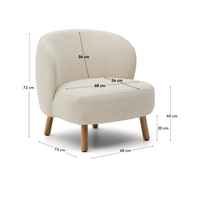 Kave Home Ulit Fauteuil - Bouclé - Wit