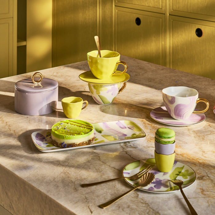 Urban Nature Culture Good Morning Kop Cappuccino/Thee en Bord Limelight – Set van 4 - In Geschenkverpakking