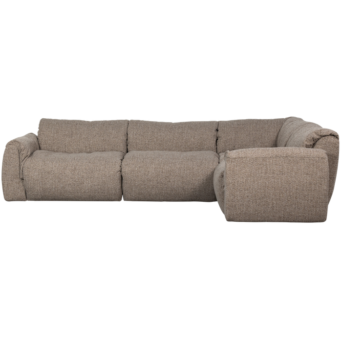 WOOOD Baggy Hoekbank Rechts - Geweven Stof - Bruin Melange -81x396x214