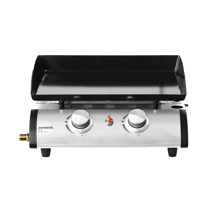 sweeek - Plancha gas 2 branders inox 5kW met trolley