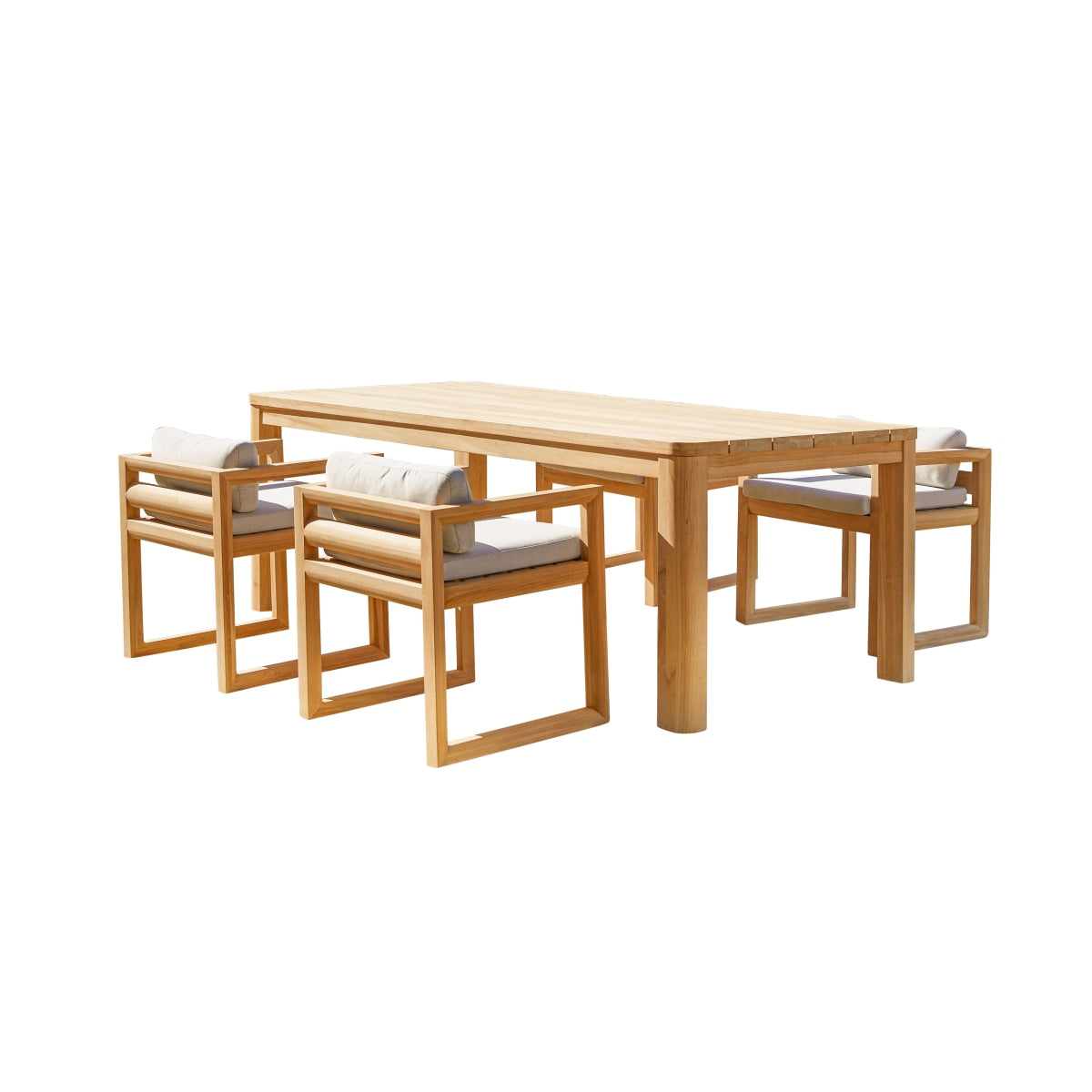 Tikamoon - Tuinset in teakhout en stof Leon 4 stoelen
