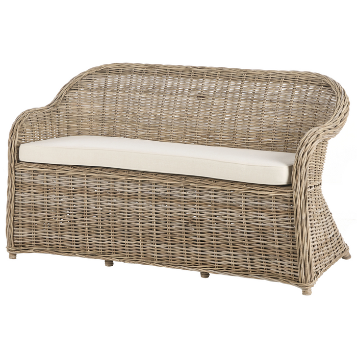 Beliani - SUSUA - Tweezitsbank met ottomaan - Gebroken wit - Rotan