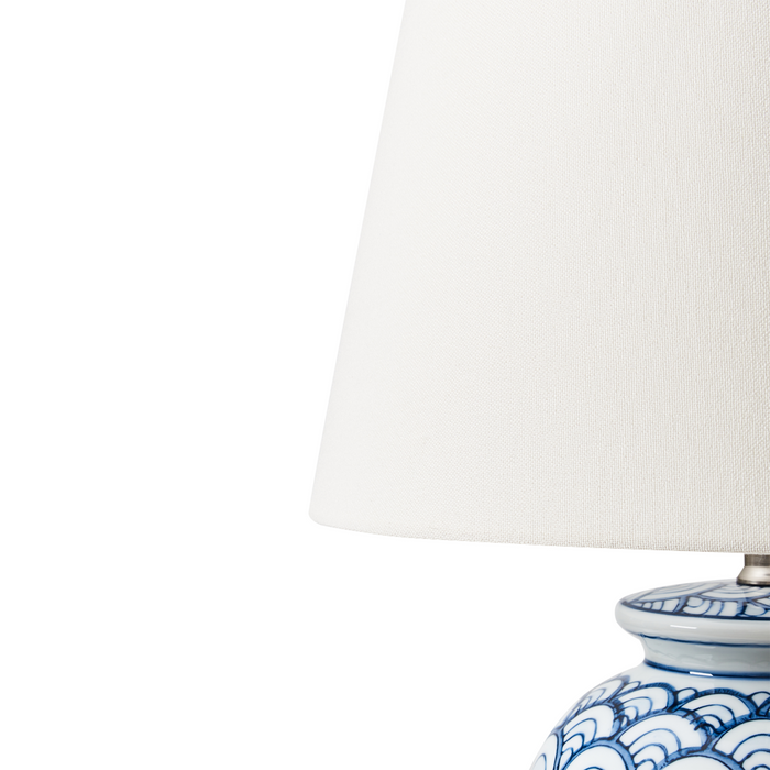 Beliani - JAUCA - Tafellamp - Wit|Blauw - Porselein|Linnen