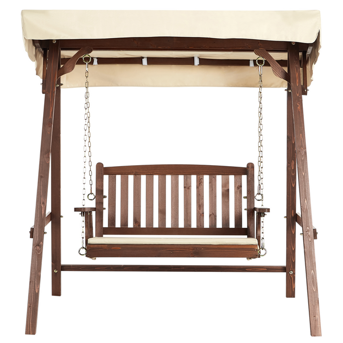 Beliani - CAVIOLA - Schommelbank - Beige - Vurenhout