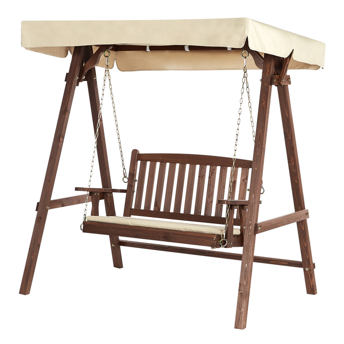 Beliani - CAVIOLA - Schommelbank - Beige - Vurenhout