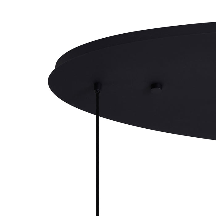 QAZQA Art deco hanglamp zwart met ovale plafondplaat en groen en