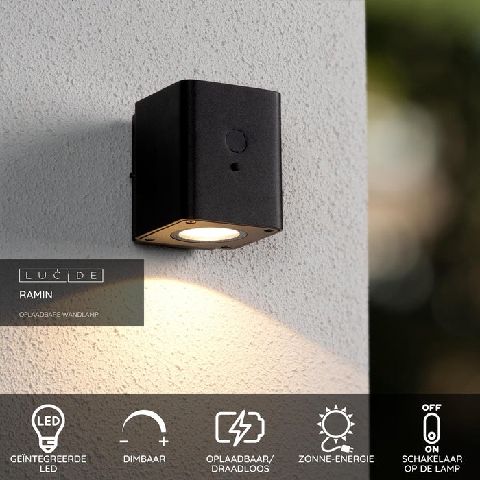 Lucide RAMIN Wandlamp - Zwart