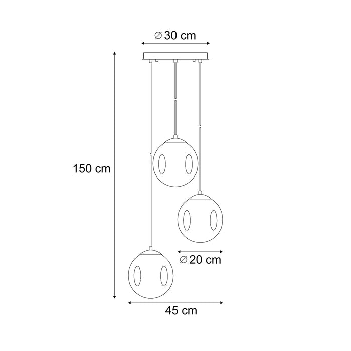 QAZQA Art deco hanglamp zwart met blauw en groen glas 3-lichts -