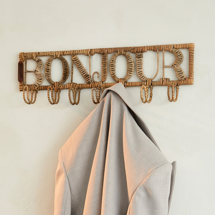 Riviera Maison Wandkapstok met tekst Bruin - Bonjour Kapstok - Rattan