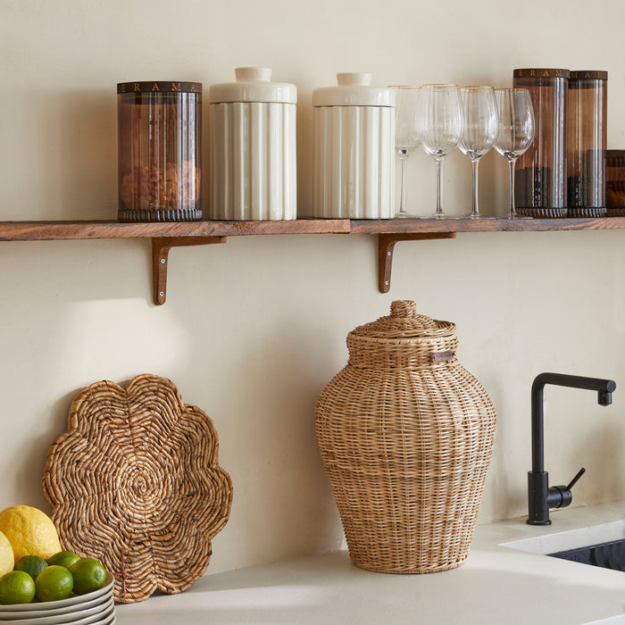 Riviera Maison Voorraadpotten met Deksel Wit - Clay Ribbed - Porselein