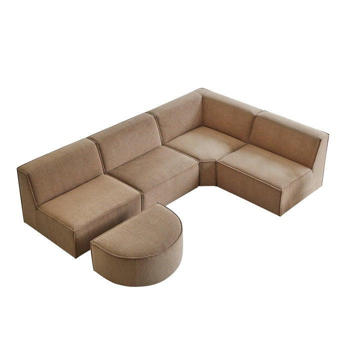 Tikamoon - Modulaire 5|6-zits hoekbank Dario in camelkleurige stof