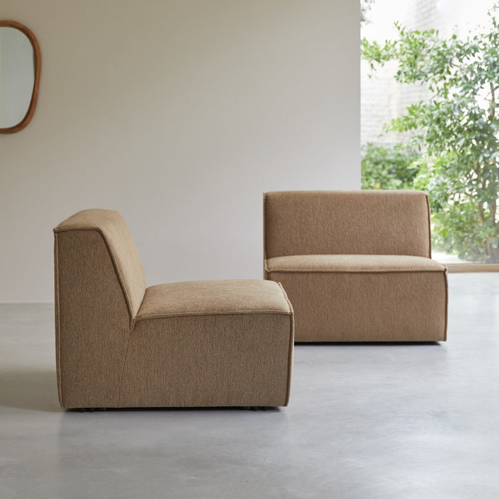 Tikamoon - Modulaire rechte 2-zitsbank Dario in camelkleurige stof