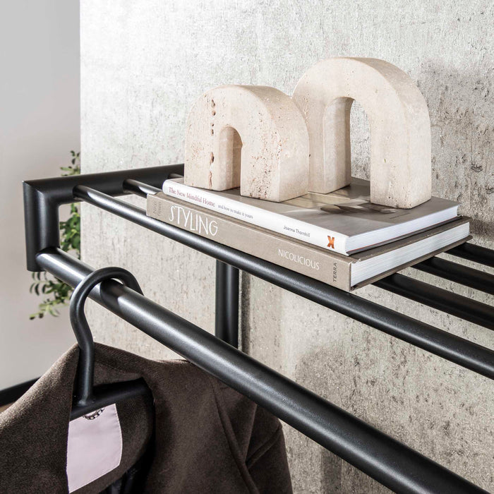 Giga Meubel - Kapstok Donkergrijs - 20 Haken - 100x27x80cm - Roede