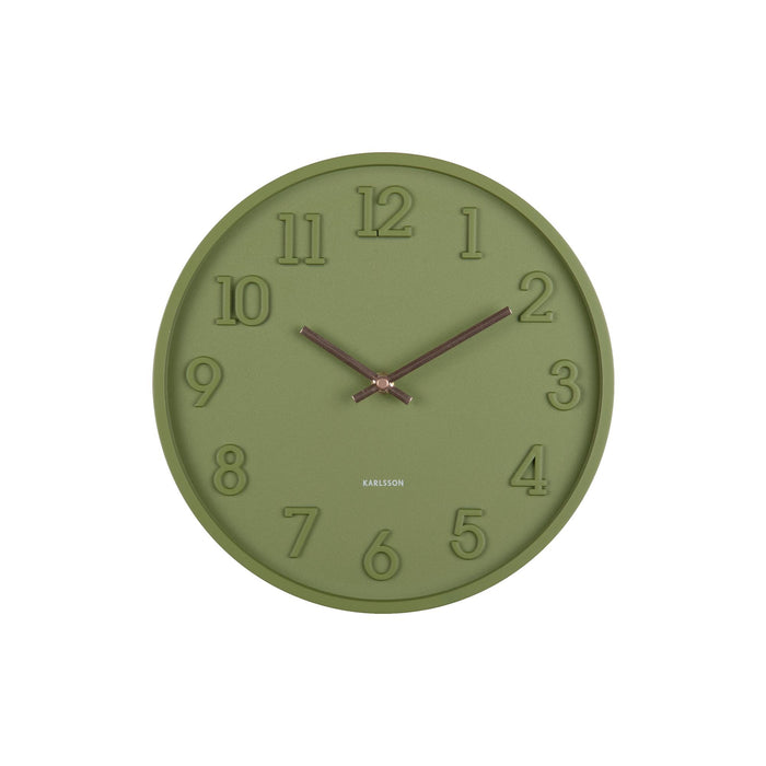 Karlsson Wandklok Calma - Legergroen - 3.8x30x30cm