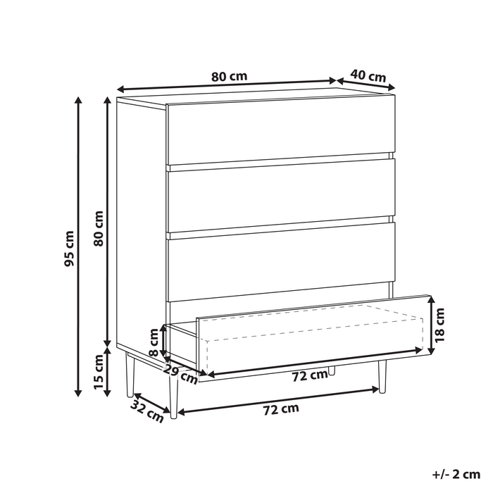 Beliani - BLYTHE- Ladekast 4 lades - Zwart|Bruin - MDF