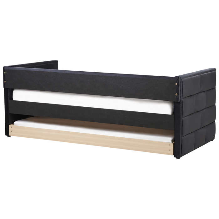 Beliani - CHAVONNE - Slaapbank - Zwart - 90 x 200 cm - Fluweel