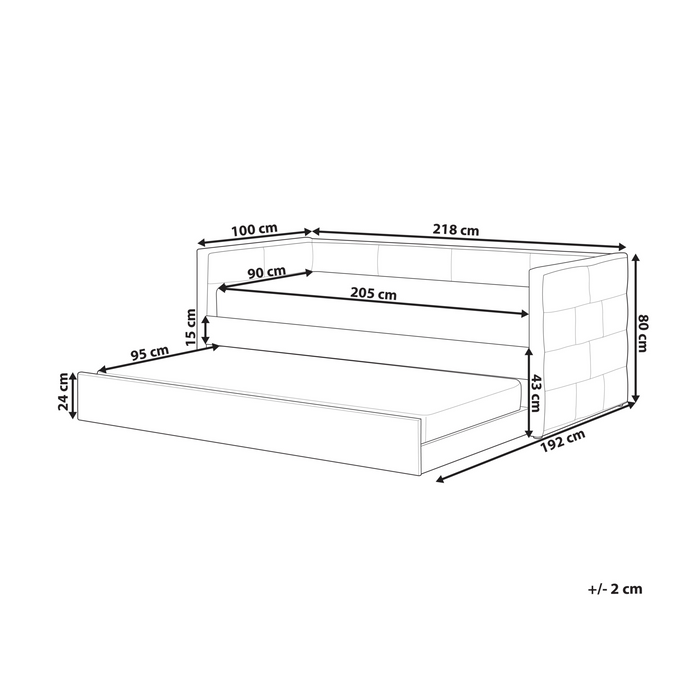 Beliani - CHAVONNE - Slaapbank - Zwart - 90 x 200 cm - Fluweel
