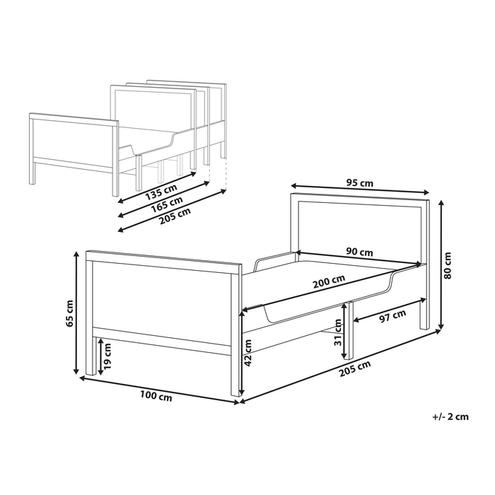 Beliani - MONTIGNY - Uitschuifbaar kinderbed - Lichtbruin - Dennenhout