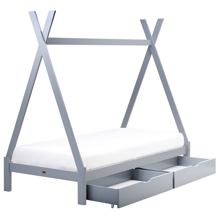 Beliani-DEVAY-Kinderbed met opbergruimte-Grijs-90 x 200 cm-Grenenhout