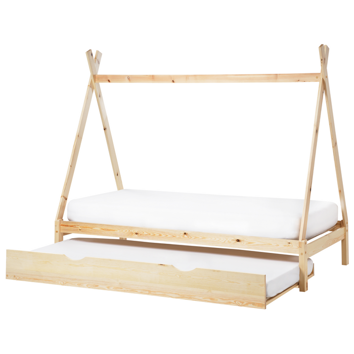 Beliani-TALMONTIERS-Onderschuifbed-Lichtbruin-90 x 200 cm-Grenenhout