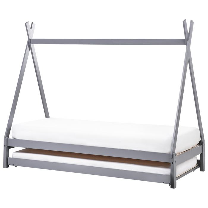 Beliani-TALMONTIERS-Onderschuifbed-Grijs-90 x 200 cm-Grenenhout