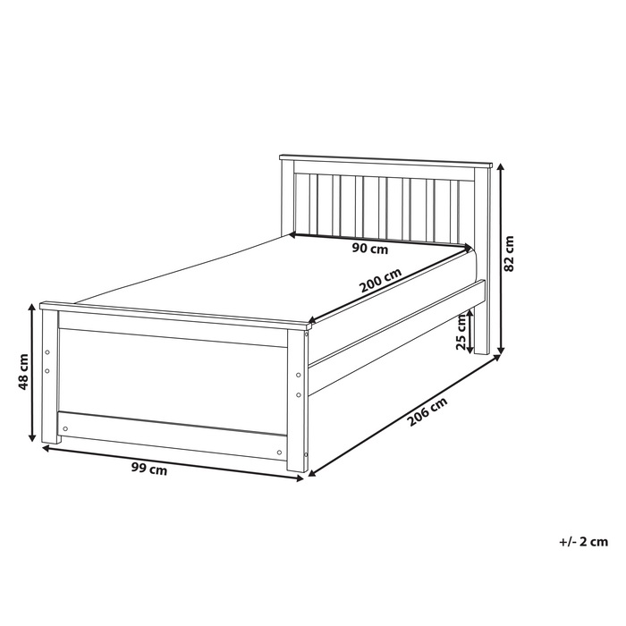 Beliani-OLENDON-Eenpersoonsbed-Lichtbruin-90 x 200 cm-Dennenhout