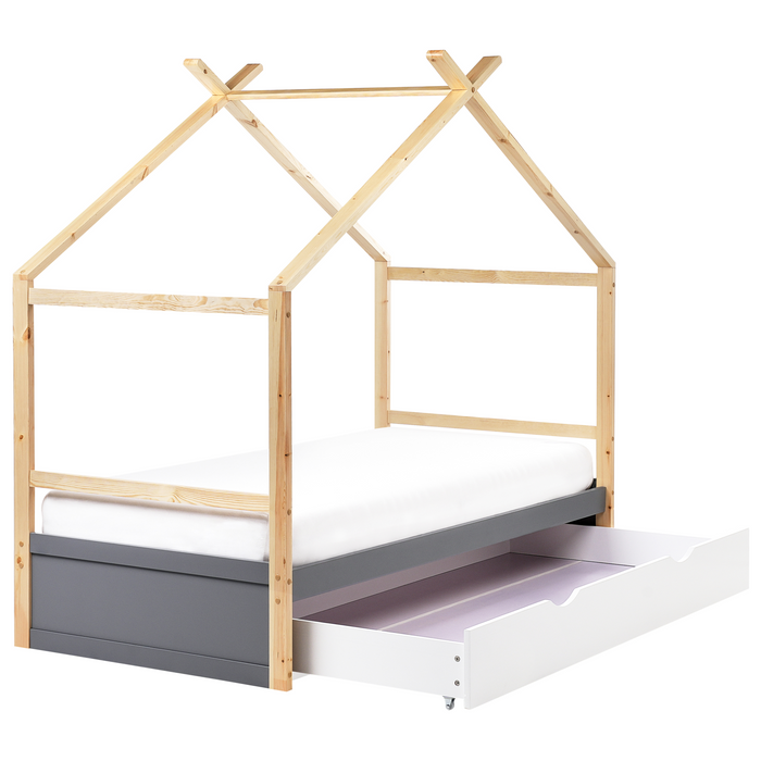 Beliani-ORGEVAL-Daybed voor kinderen-Grijs-90 x 200 cm-Grenenhout