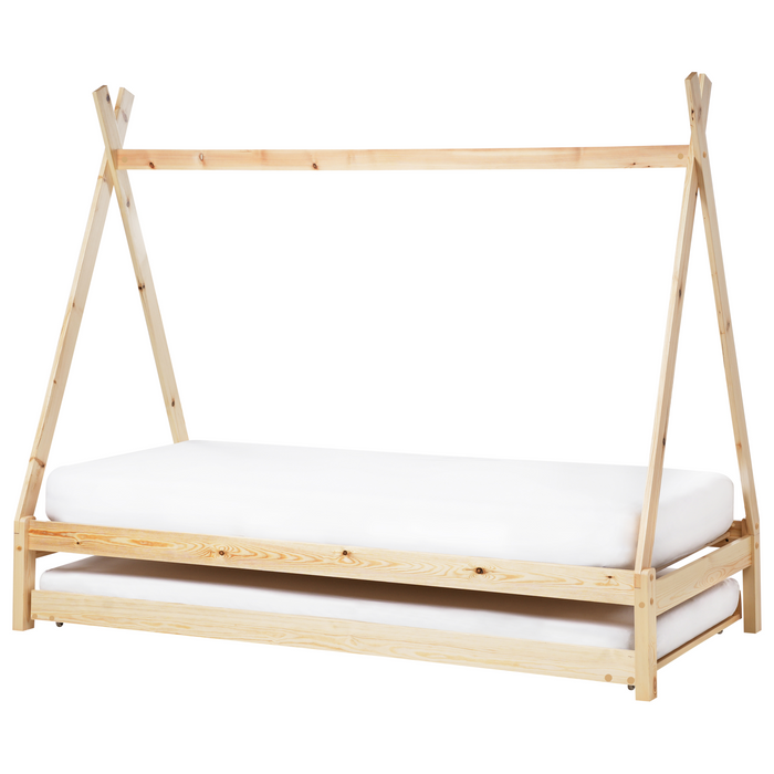 Beliani-TALMONTIERS-Onderschuifbed-Lichtbruin-90 x 200 cm-Grenenhout