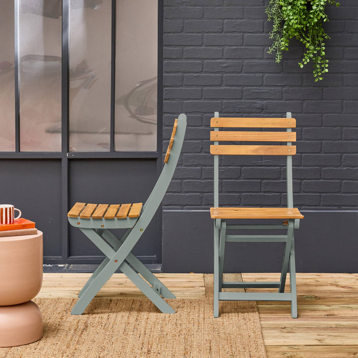 sweeek - Inklapbare acacia tuinstoel (Set van 2)